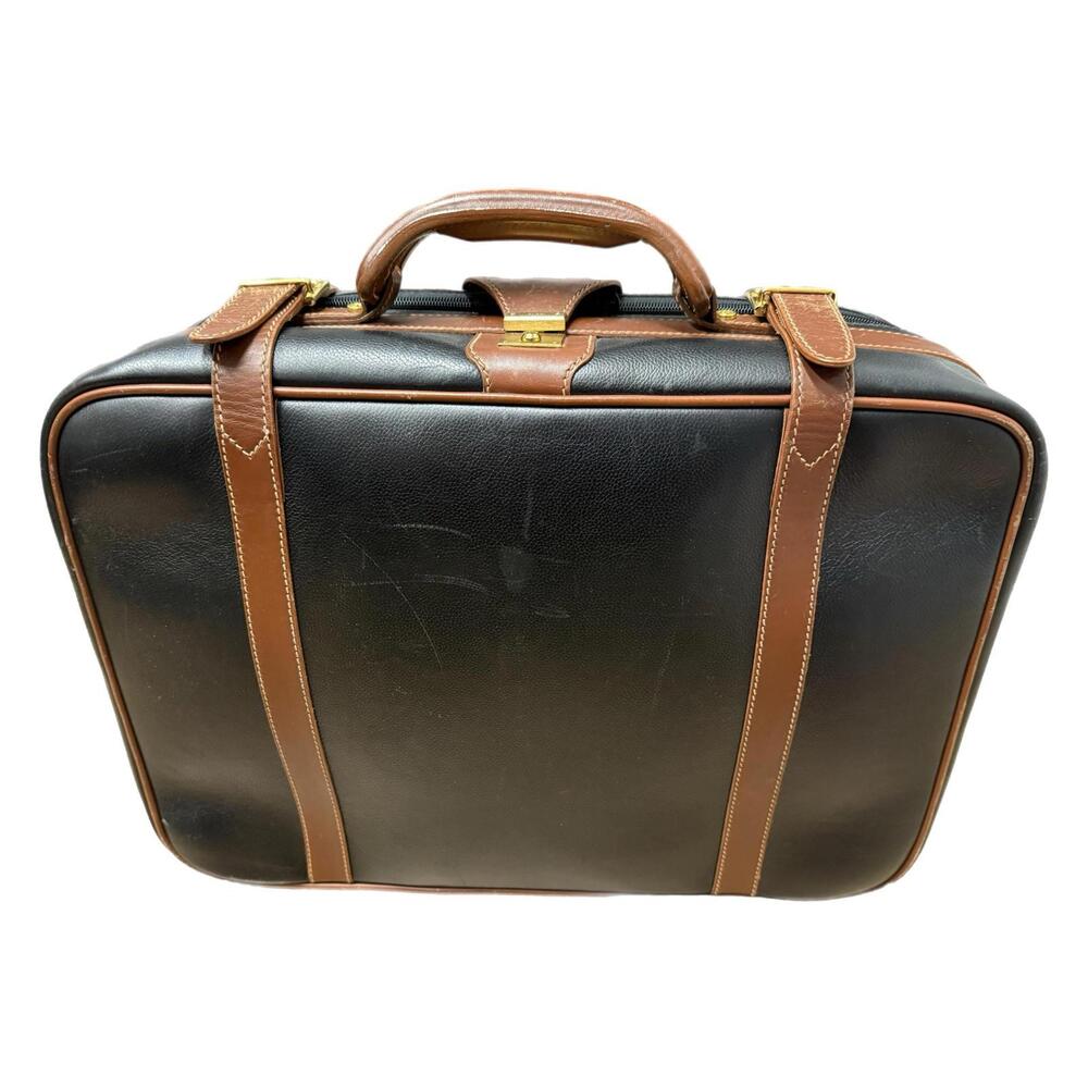 Vintage Gucci Black & Brown Leather Suitcase Luggage